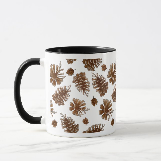 Mug Aquarelle Rustique Botanique Pinecone (Gauche)