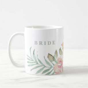 Mug Aquarelle rustique Floral Sage Green Mariage Bride