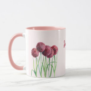 Mug Aquarelle simple élégante rose Alliums