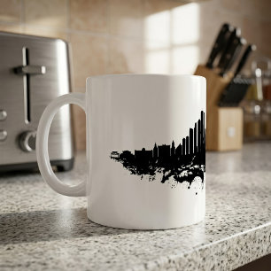 Mug Aquarelle Skyline de Chicago noir et blanc