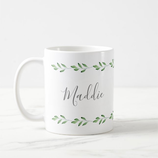Mug Aquarelle verte Feuille Garland (Gauche)
