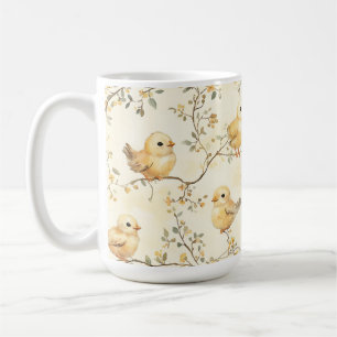 Mug Aquarelle vintage Bébé poussins et printemps flora