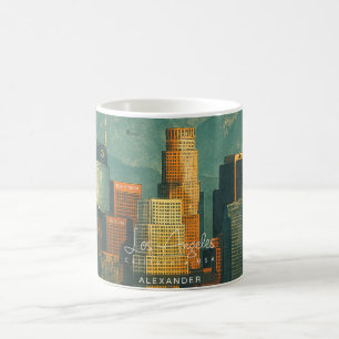 Mug Aquarelle vintage de Los Angeles   Californie rétr