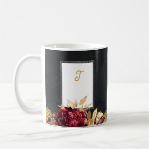 Mug Aquarelle vintage en or noir Flore profonde Initia