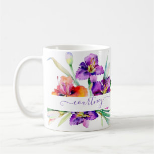 Mug Aquarelle violette Iris personnalisée