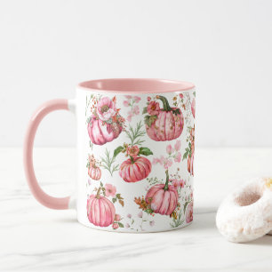 Mug Aquarelle Whimsical Rose Citrouille Cottagecore