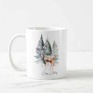 Mug Aquarelle Woodland Deer Forest Vacances