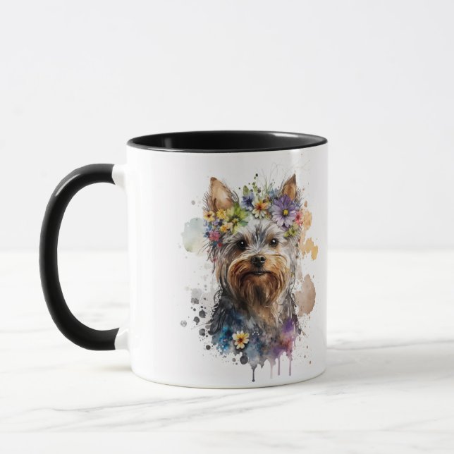 Mug Aquarelle Yorkie Yorkshire Terrier Chien de compag (Gauche)