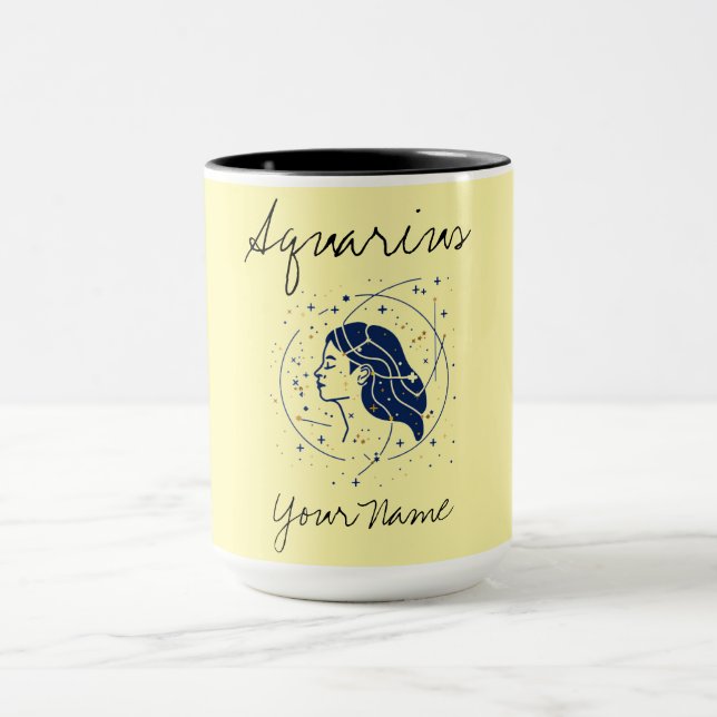 Mug Aquarius Constellation minimaliste Ligne Art (Centre)
