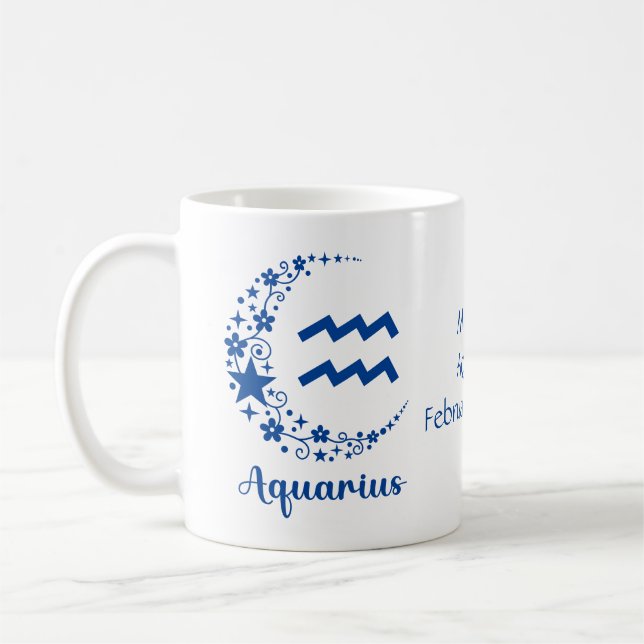 Mug Aquarius Zodiac Astrologie Anniversaire Cadeau Ble (Gauche)
