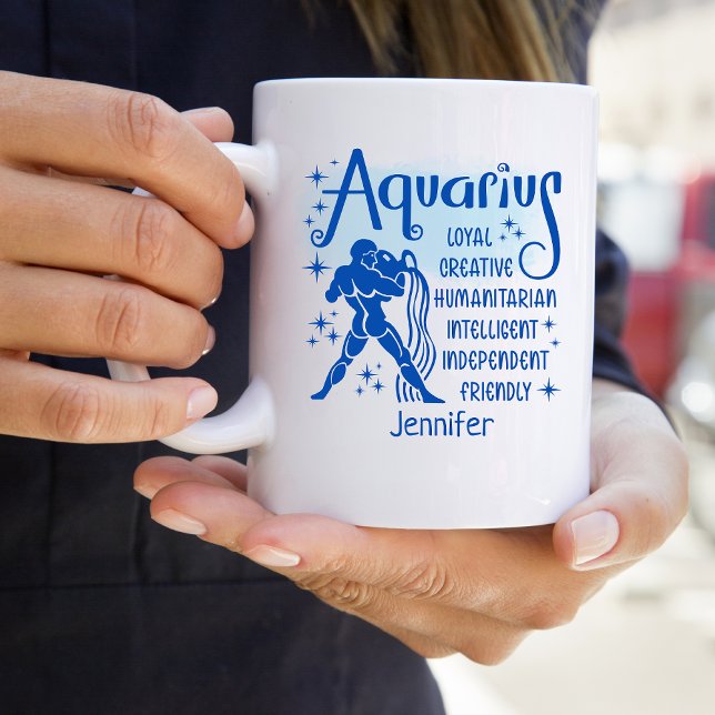 Mug Aquarius Zodiac Traits Personnalisés Horoscope (Créateur téléchargé)