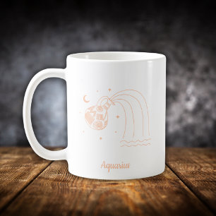Mug Aquarius Zodiaque Ligne d'Art Blanc Pêche