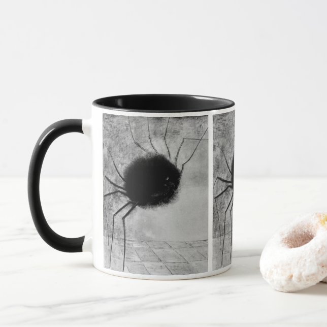 Mug Araignée souriante par Odilon Redon, Halloween Vin (Avec donut)