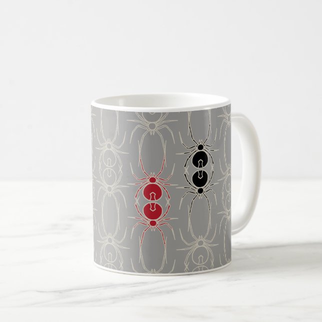 Mug Araignées - Gris fantôme et Blanc osseux (Devant droit)