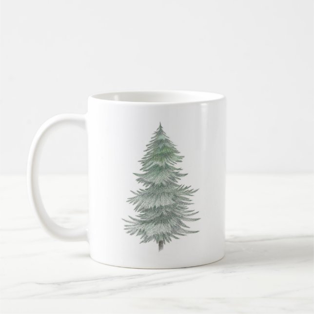 Mug Arbre À feuillage persistant dessiné à la main (Gauche)