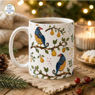 Mug Arbre à poires de perdrix fantaisiste bleu de Noël