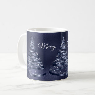 Mug Arbre à ruban bleu brillant de Noël