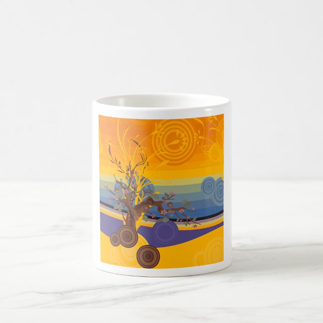 Mug Arbre Abstrait de Fleurs de Cerisier Zen au Couche (Créateur téléchargé)