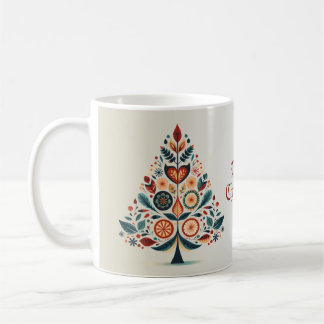 Mug Arbre coloré de Noël Scandinavie Art populaire