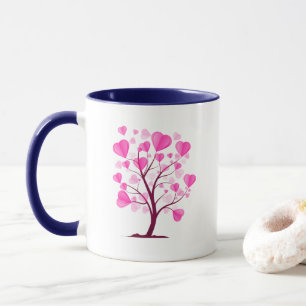 Mug Arbre d'amour Arbre de coeur Pastel rose Aquarelle