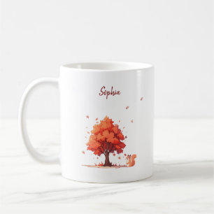 Mug Arbre d'automne et écureuil personnalisés