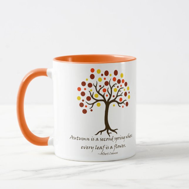 Mug Arbre d'automne stylisé ; l'automne est le deuxièm (Gauche)