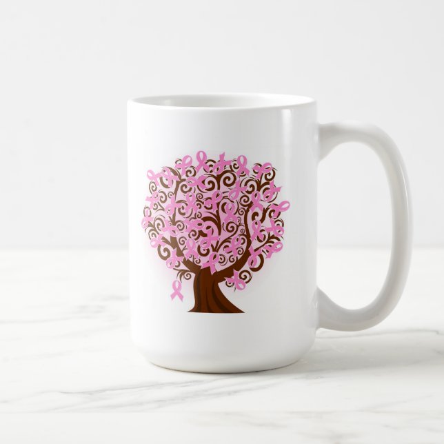 Mug Arbre de cancer du sein des rubans (Droite)