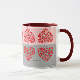 Mug Arbre de coeur (rouge et gris) La Saint-Valentin