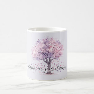 Mug Arbre de coeurs floraux lavande violet rose