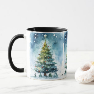 Mug Arbre de Noël Aquarelle Hiver Merveilleux Fête