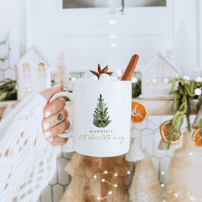 Mug Arbre de Noël aquarelle Noël personnalisé (Créateur téléchargé)