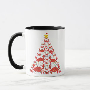 Mug Arbre de Noël Crabe Chapeau de Père Noël Lumières 