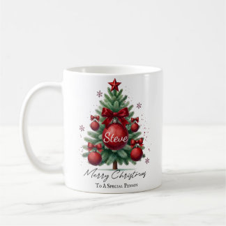 Mug Arbre de Noël Élégant Cadeau avec Nom Personnalisé