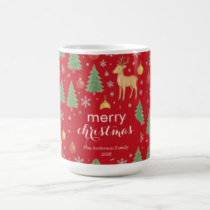 Mug Arbre de Noël et rennes aquarelles -