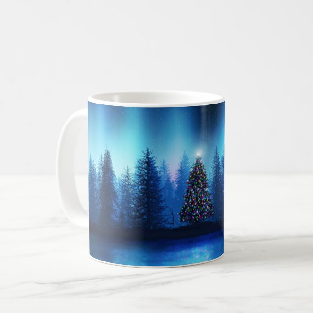 Mug Arbre de Noël Forêt pacifique Noël (Devant gauche)