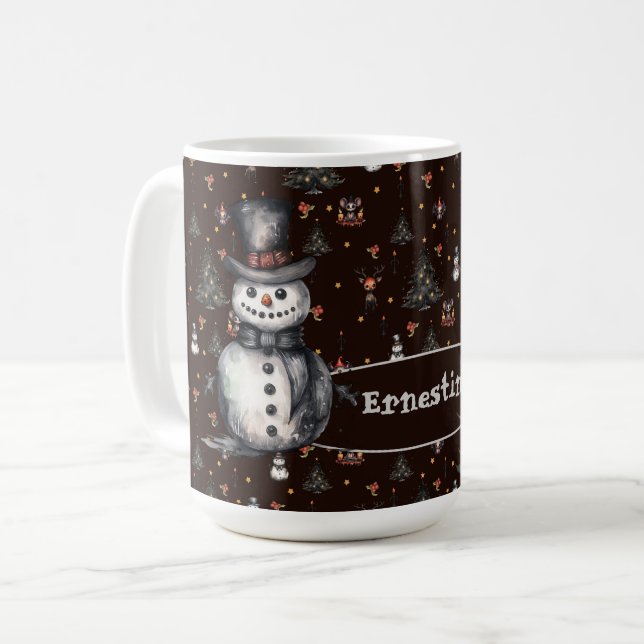 Mug Arbre de Noël gothique Snowmen Déplaisant (Devant gauche)