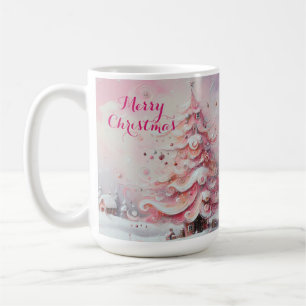Mug Arbre de Noël impressionniste Whimsical rose