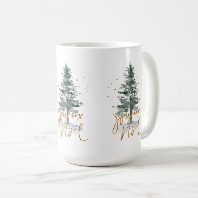 Mug Arbre de Noël Joyous Noel or typographie (Devant droit)