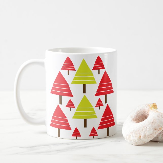 Mug Arbre de Noël Mignon Rouge Vert (Avec donut)
