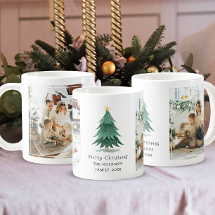 Mug Arbre de Noël minimaliste aquarelle 2 Photo de fam