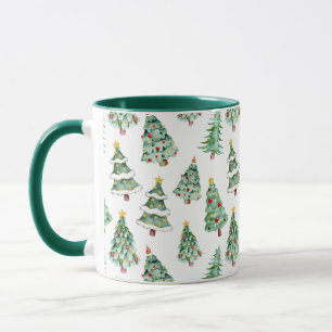 Mug Arbre de Noël motif blanc vert mignon