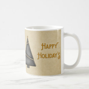Mug Arbre de Noël noir d'or bonnes fêtes