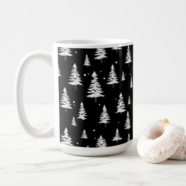 Mug Arbre de Noël noir et blanc (Avec donut)