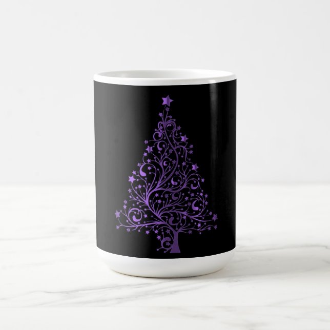 Mug Arbre de Noël Noir Métallurgique Violet Élégant br (Centre)