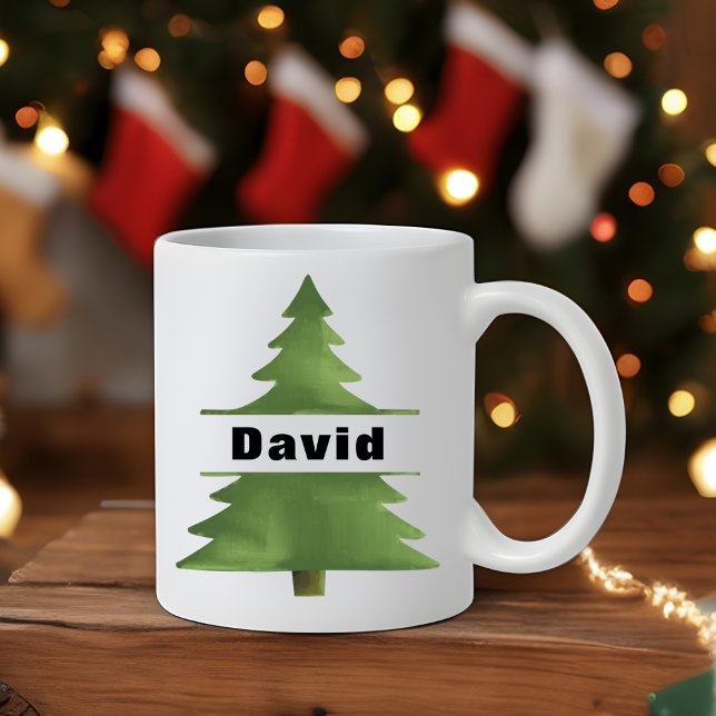 Mug Arbre de Noël personnalisé Nom personnalisé (Personalized Christmas Tree Custom Name Coffee Mug
)