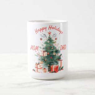 Mug Arbre de Noël présente Blanc Maman & Papa