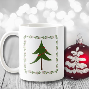Mug Arbre de Noël rétro et minimaliste de la couronne
