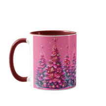 Arbre de Noël rose tendance Preppy esthétique