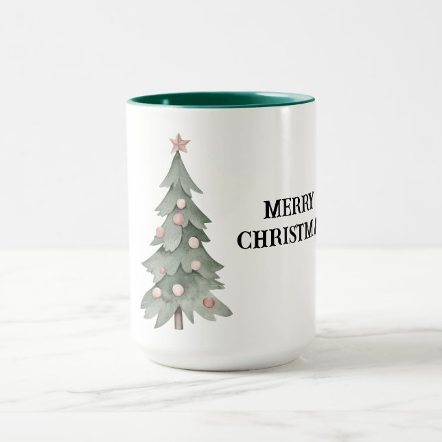 Mug Arbre de Noël rose vif avec étoile (Centre)