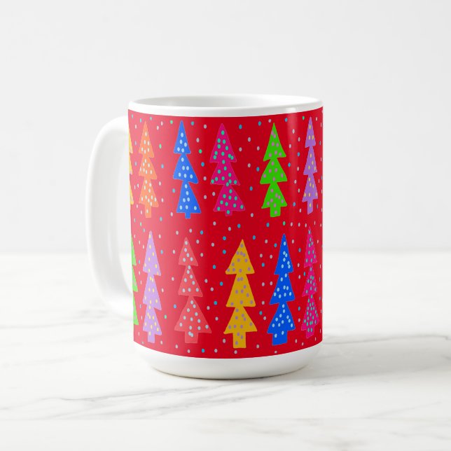 Mug Arbre de Noël rouge Pop Art (Devant gauche)